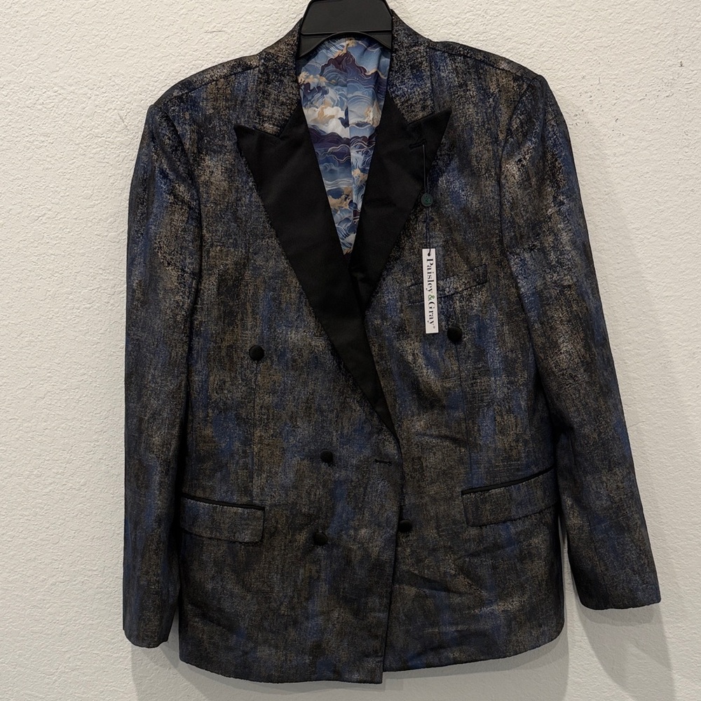 Paisley & Gray Black and Blue Textured Blazer